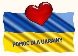 Flaga Ukrainy. Napis - Pomoc dla Ukrainy.